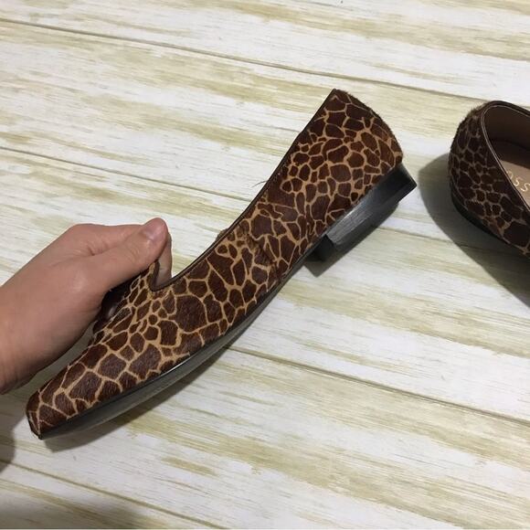 Fossil Calabash Giraffe Animal Print Leather Calf Hair Flats Loafers Size 9 - Picture 6 of 10